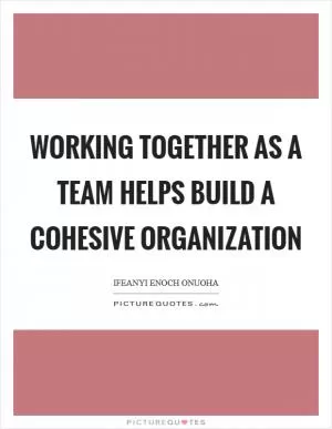 Working together as a team helps build a cohesive organization Picture Quote #1