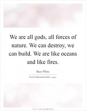 We are all gods, all forces of nature. We can destroy, we can build. We are like oceans and like fires Picture Quote #1