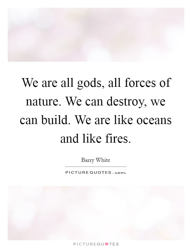 We are all gods, all forces of nature. We can destroy, we can build. We are like oceans and like fires. Picture Quote #1
