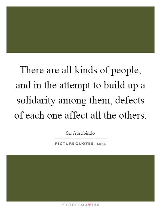 There are all kinds of people, and in the attempt to build up a solidarity among them, defects of each one affect all the others. Picture Quote #1