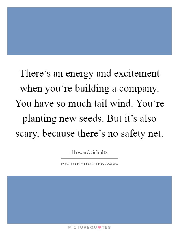 There's an energy and excitement when you're building a company. You have so much tail wind. You're planting new seeds. But it's also scary, because there's no safety net. Picture Quote #1