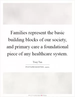 Families represent the basic building blocks of our society, and primary care a foundational piece of any healthcare system Picture Quote #1