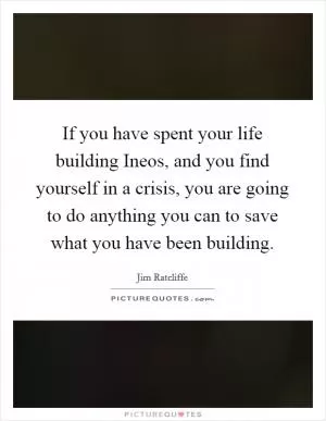 If you have spent your life building Ineos, and you find yourself in a crisis, you are going to do anything you can to save what you have been building Picture Quote #1