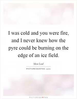I was cold and you were fire, and I never knew how the pyre could be burning on the edge of an ice field Picture Quote #1