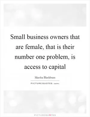 Small business owners that are female, that is their number one problem, is access to capital Picture Quote #1