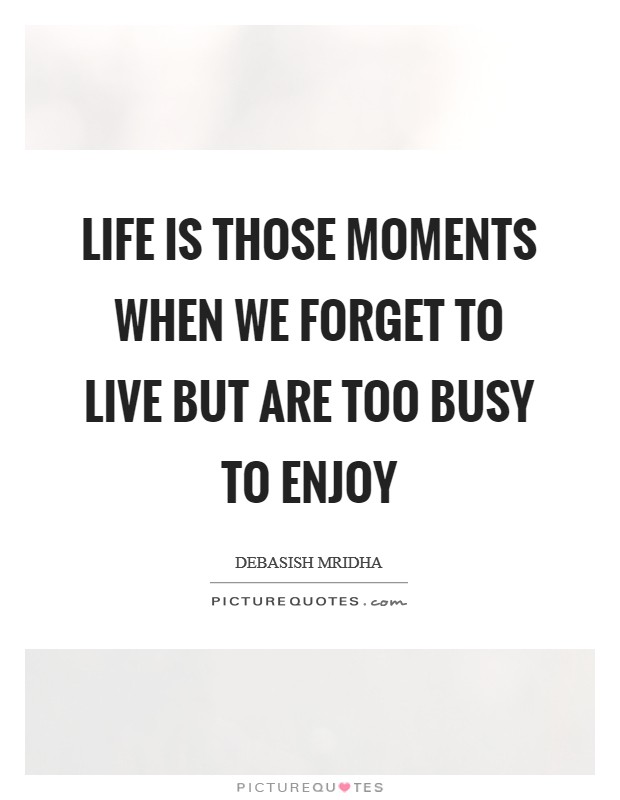 Life is those moments when we forget to live but are too busy to enjoy Picture Quote #1