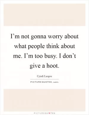 I’m not gonna worry about what people think about me. I’m too busy. I don’t give a hoot Picture Quote #1