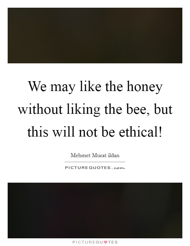 We may like the honey without liking the bee, but this will not be ethical! Picture Quote #1