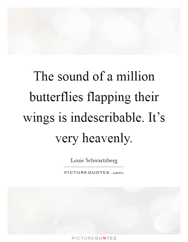The sound of a million butterflies flapping their wings is indescribable. It's very heavenly. Picture Quote #1