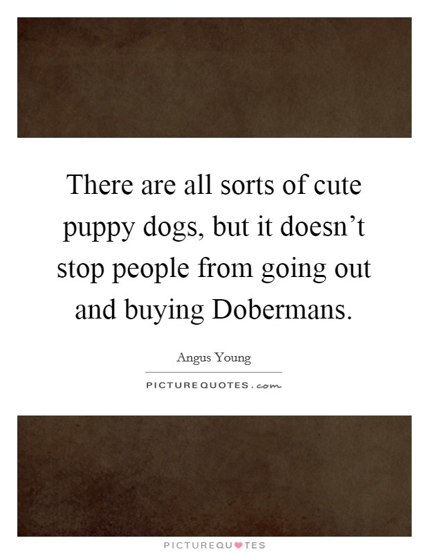 There are all sorts of cute puppy dogs, but it doesn't stop people from going out and buying Dobermans. Picture Quote #1