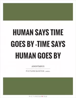 Human says time goes by -Time says human goes by Picture Quote #1