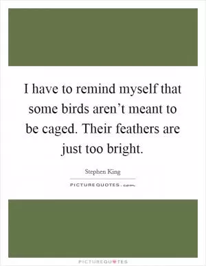 I have to remind myself that some birds aren’t meant to be caged. Their feathers are just too bright Picture Quote #1
