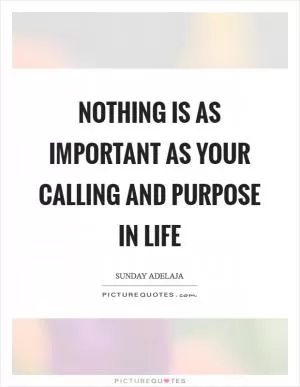 Nothing is as important as your calling and purpose in life Picture Quote #1