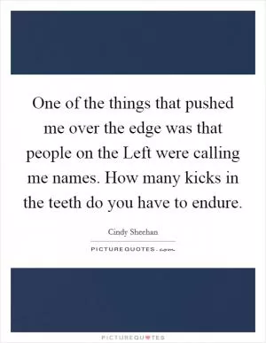 One of the things that pushed me over the edge was that people on the Left were calling me names. How many kicks in the teeth do you have to endure Picture Quote #1