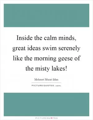 Inside the calm minds, great ideas swim serenely like the morning geese of the misty lakes! Picture Quote #1