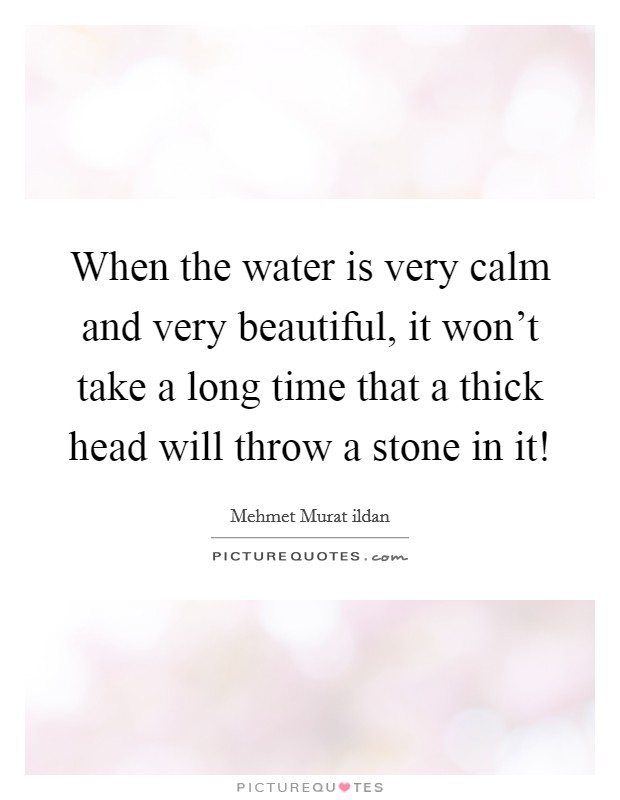 When the water is very calm and very beautiful, it won't take a long time that a thick head will throw a stone in it! Picture Quote #1