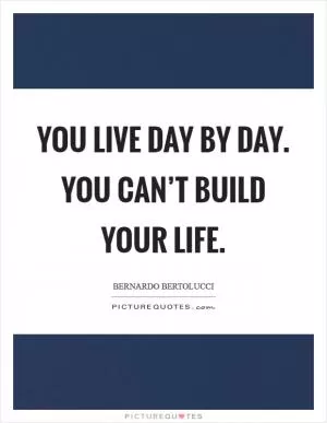 You live day by day. You can’t build your life Picture Quote #1