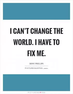 I can’t change the world. I have to fix me Picture Quote #1
