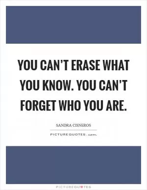 You can’t erase what you know. You can’t forget who you are Picture Quote #1