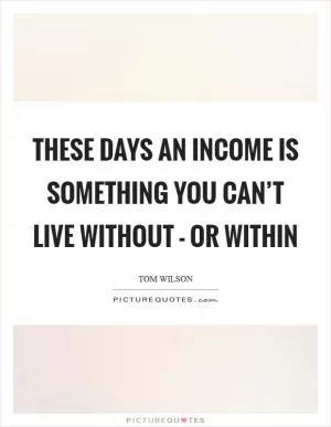 These days an income is something you can’t live without - or within Picture Quote #1