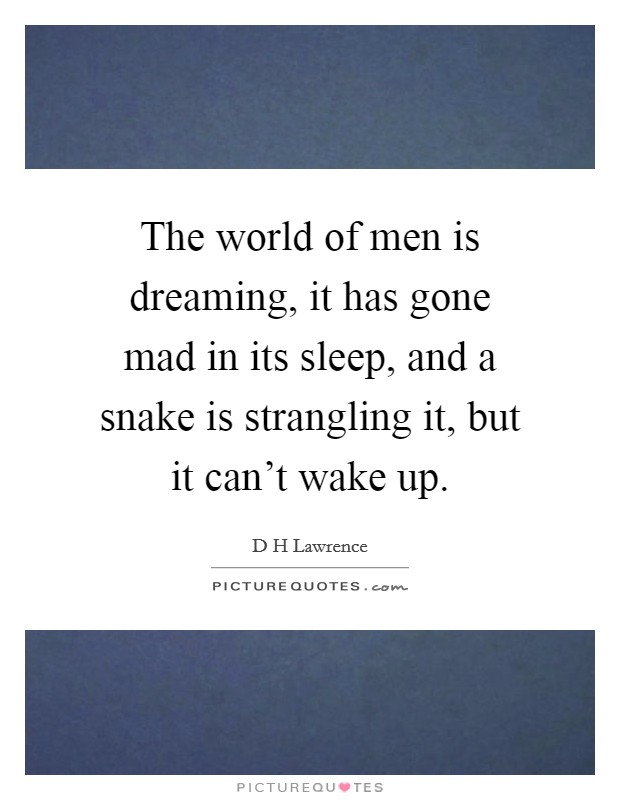 The world of men is dreaming, it has gone mad in its sleep, and a snake is strangling it, but it can't wake up. Picture Quote #1