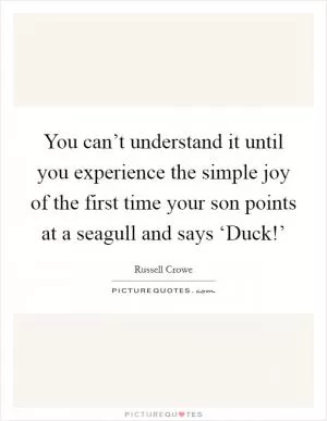 You can’t understand it until you experience the simple joy of the first time your son points at a seagull and says ‘Duck!’ Picture Quote #1