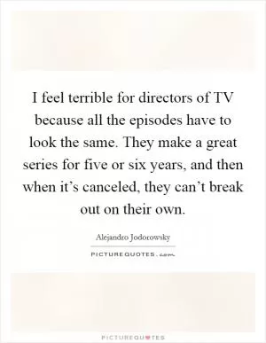 I feel terrible for directors of TV because all the episodes have to look the same. They make a great series for five or six years, and then when it’s canceled, they can’t break out on their own Picture Quote #1