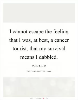 I cannot escape the feeling that I was, at best, a cancer tourist, that my survival means I dabbled Picture Quote #1