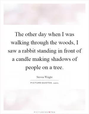 The other day when I was walking through the woods, I saw a rabbit standing in front of a candle making shadows of people on a tree Picture Quote #1