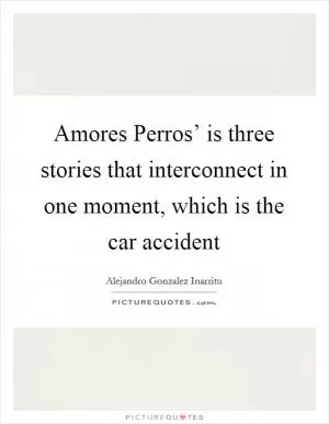 Amores Perros’ is three stories that interconnect in one moment, which is the car accident Picture Quote #1