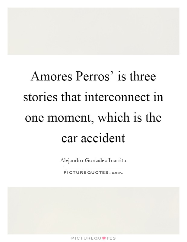Amores Perros' is three stories that interconnect in one moment, which is the car accident Picture Quote #1