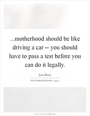 ...motherhood should be like driving a car -- you should have to pass a test before you can do it legally Picture Quote #1
