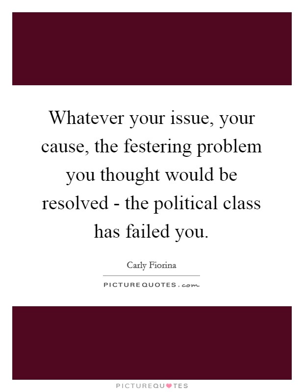 Whatever your issue, your cause, the festering problem you thought would be resolved - the political class has failed you. Picture Quote #1