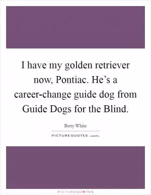 I have my golden retriever now, Pontiac. He’s a career-change guide dog from Guide Dogs for the Blind Picture Quote #1