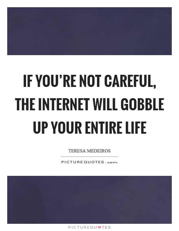 If you're not careful, the Internet will gobble up your entire life Picture Quote #1