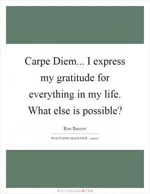 Carpe Diem... I express my gratitude for everything in my life. What else is possible? Picture Quote #1