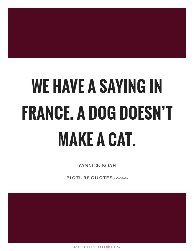 We have a saying in France. A dog doesn't make a cat. Picture Quote #1