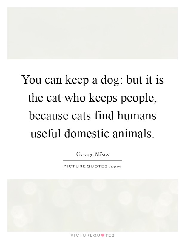 You can keep a dog: but it is the cat who keeps people, because cats find humans useful domestic animals. Picture Quote #1