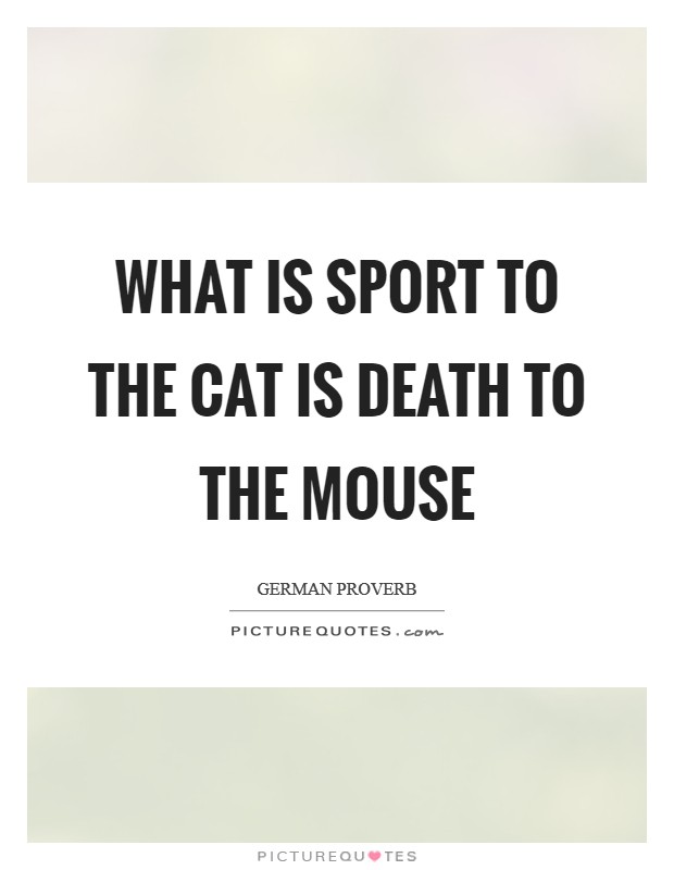 What is sport to the cat is death to the mouse Picture Quote #1