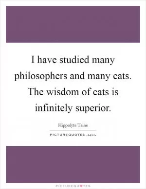 I have studied many philosophers and many cats. The wisdom of cats is infinitely superior Picture Quote #1