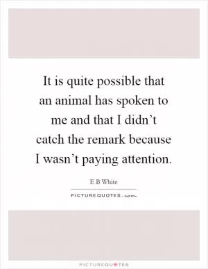 It is quite possible that an animal has spoken to me and that I didn’t catch the remark because I wasn’t paying attention Picture Quote #1