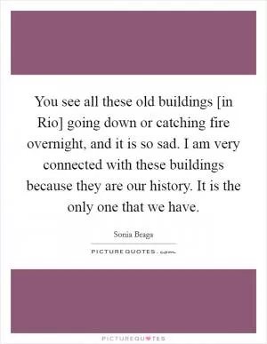 You see all these old buildings [in Rio] going down or catching fire overnight, and it is so sad. I am very connected with these buildings because they are our history. It is the only one that we have Picture Quote #1