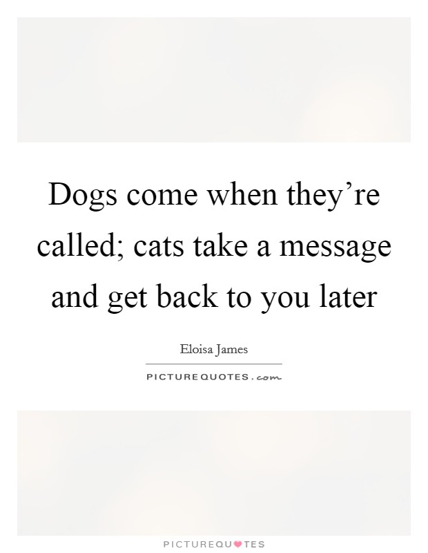 Dogs come when they're called; cats take a message and get back to you later Picture Quote #1