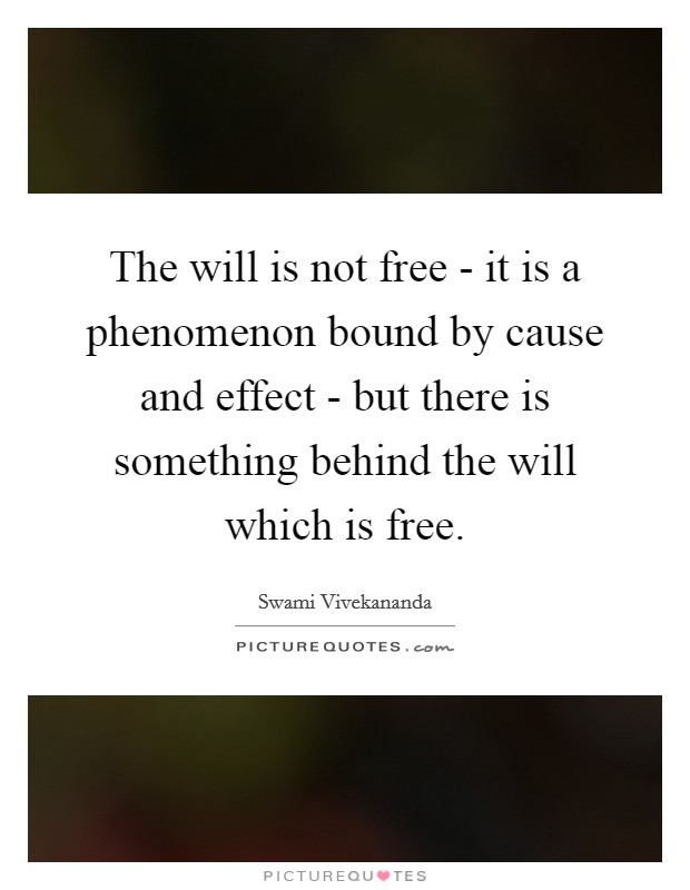 The will is not free - it is a phenomenon bound by cause and effect - but there is something behind the will which is free. Picture Quote #1