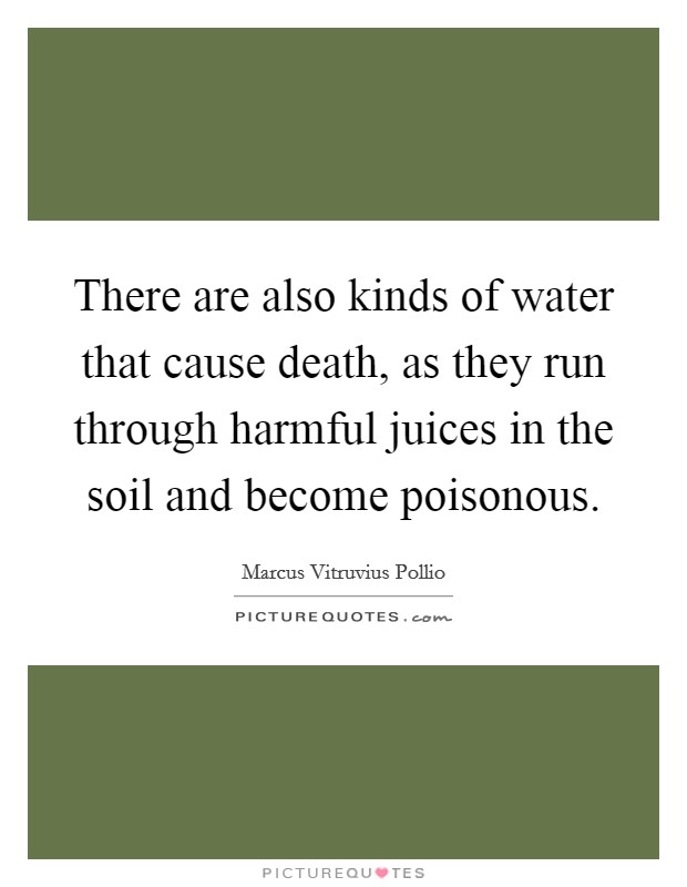 There are also kinds of water that cause death, as they run through harmful juices in the soil and become poisonous Picture Quote #1
