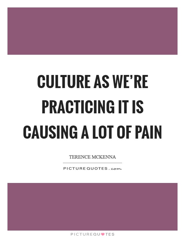 Culture as we're practicing it is causing a lot of pain Picture Quote #1