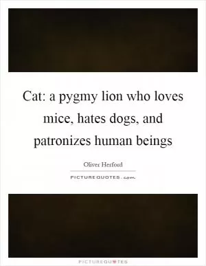 Cat: a pygmy lion who loves mice, hates dogs, and patronizes human beings Picture Quote #1