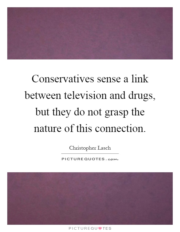 Conservatives sense a link between television and drugs, but they do not grasp the nature of this connection Picture Quote #1