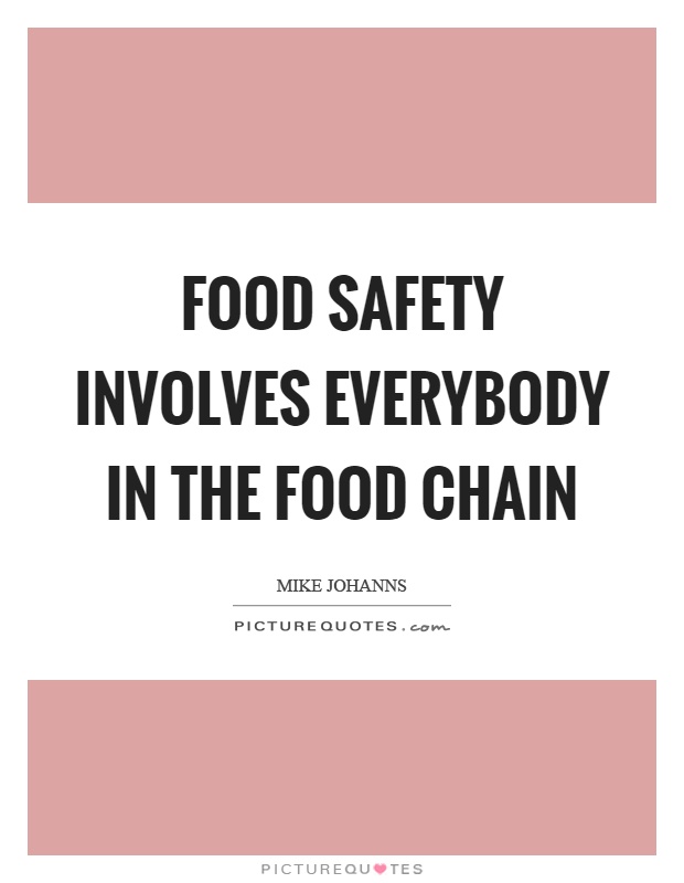 Food safety involves everybody in the food chain Picture Quote #1