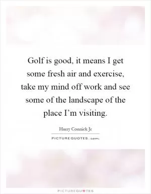 Golf is good, it means I get some fresh air and exercise, take my mind off work and see some of the landscape of the place I’m visiting Picture Quote #1